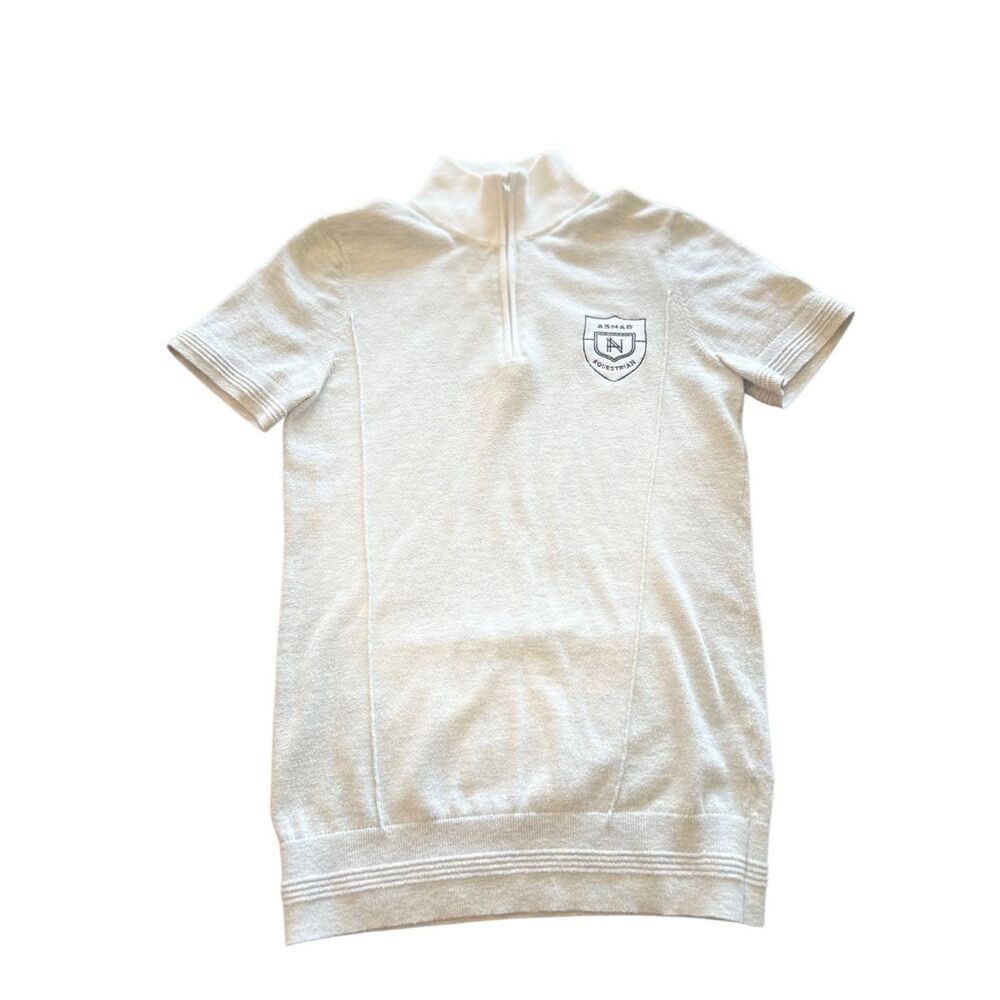 Asmar Equestrian Womens 1/4 Zip Short Sleeve Cool Max Horse Riding Shirt Gray XS